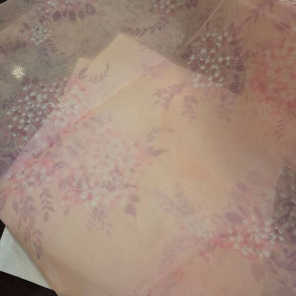 Fabric, Pink, Purple & White Floral Polyester Organza 45" x 3 yds - Picture 3 of 6